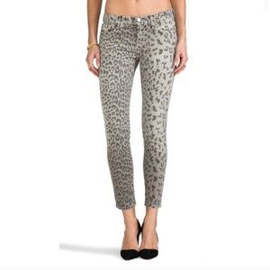Current/Elliot the stiletto jeans in Grey leopard animal print NWT